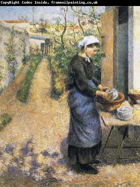 Camille Pissarro Dish washing woman